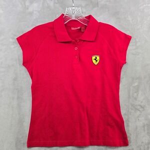 Ferrari Women XS Polo Shirt Red Scuderia Shield Logo Short Sleeve Racing Sport